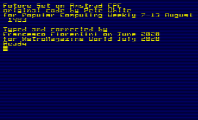 Future Set – Amstrad CPC Locomotive Basic