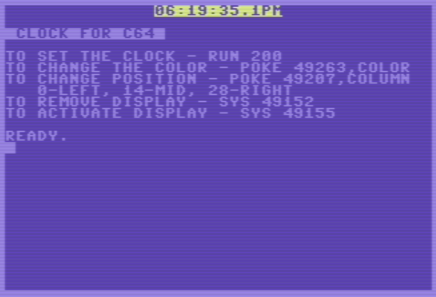 64 Clock – Commodore 64 – Basic V2