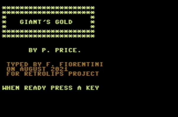 Giant’s Gold – Commodore 64 – Basic V2