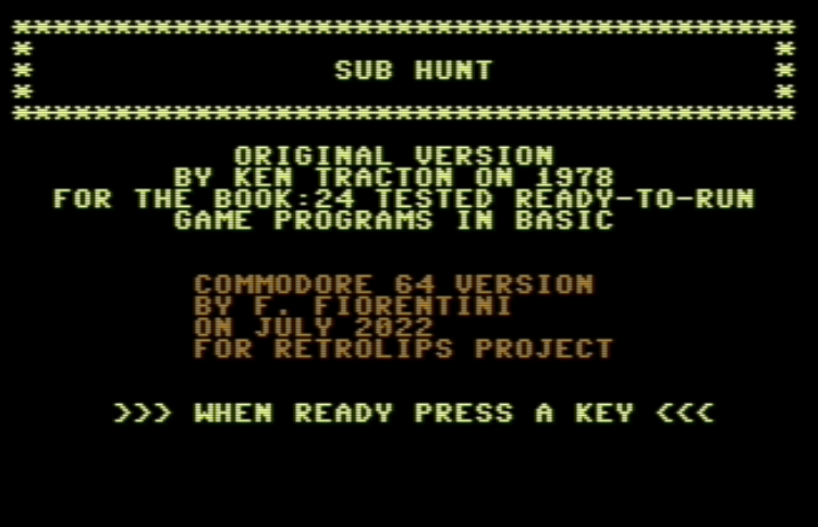 Sub Hunt – Commodore 64 – Basic V2
