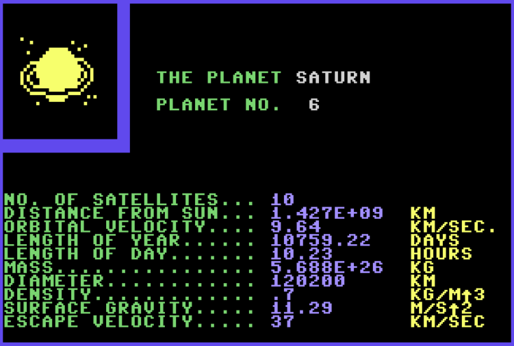 Solar System – Commodore 64 – Basic V2