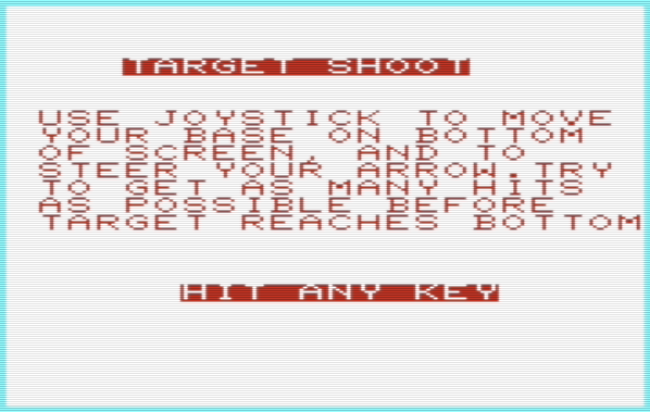 Target Shoot – VIC20 – CBM Basic V2